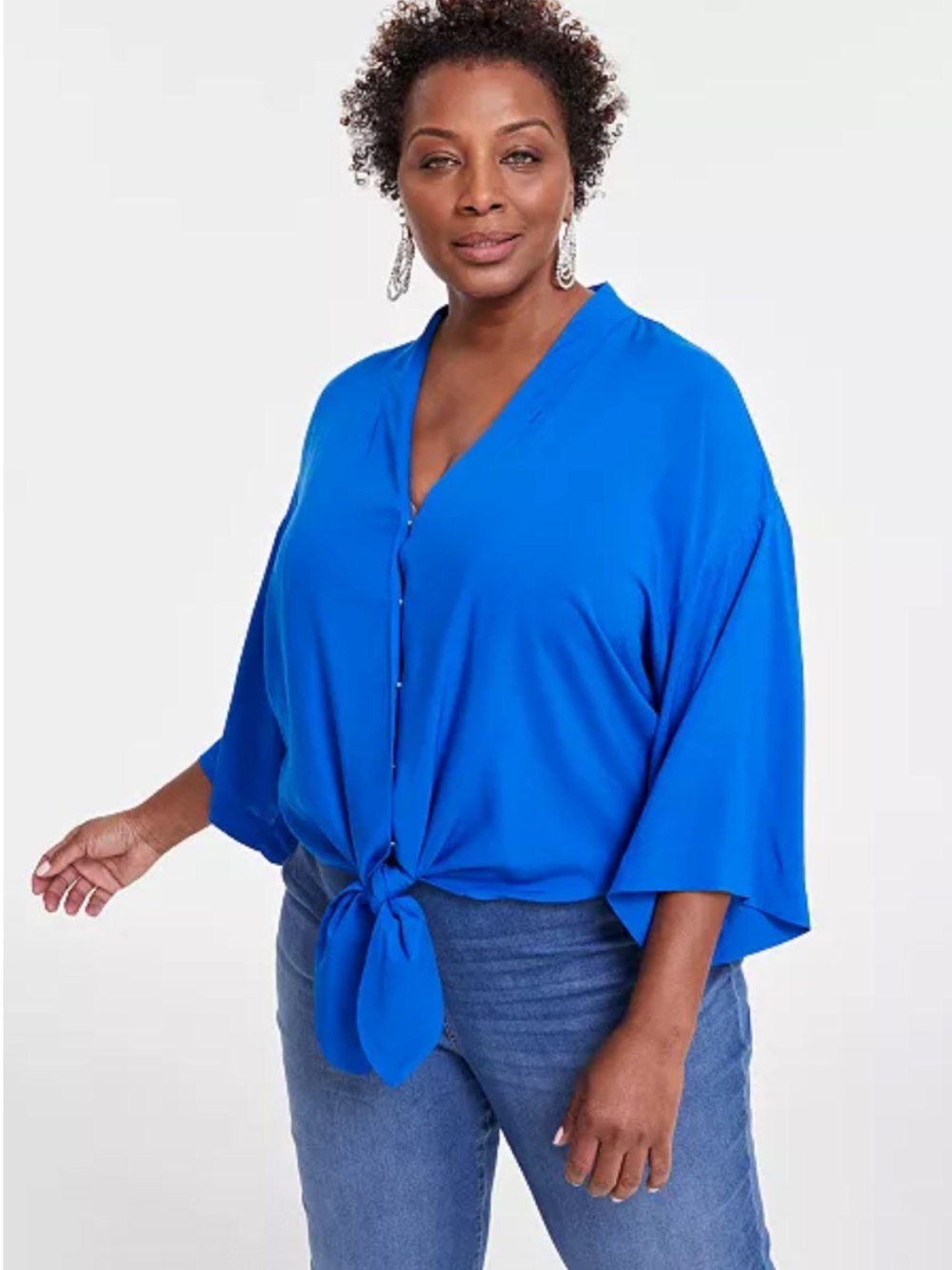 2 I.N.C. International Concepts Plus Size Tie-Front Tops 3X